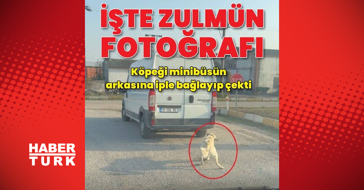 Köpeği minibüsün arkasına iple bağlayıp çekti; o anlar kamerada